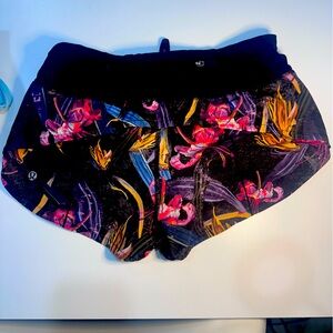 Multi colored Print Lulu shorts. Running, track, cross country, athletic